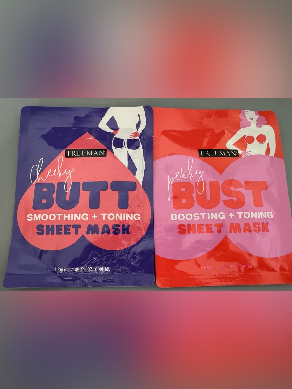 Cheeky Butt & Perky Bust Sheet Mask Duo - Purple & Red 2pc set